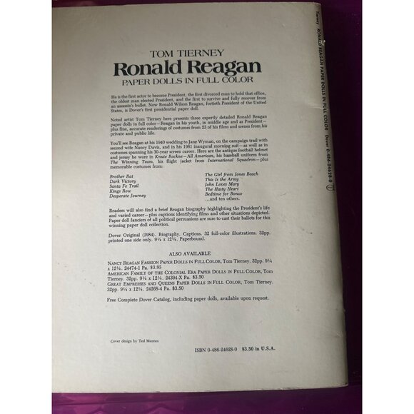 Tom Tierney Ronald Reagan Paper Dolls In Full Color 1984 Collectible Book - Picture 6 of 6